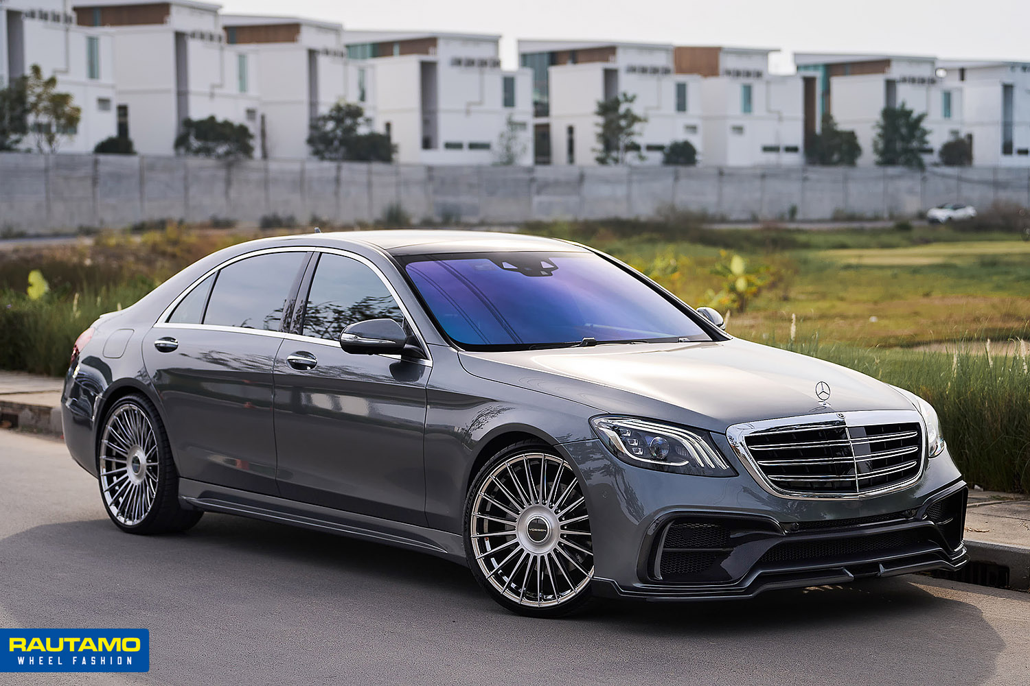 Mercedes S Vossen HF8 Brushed Black Diamond