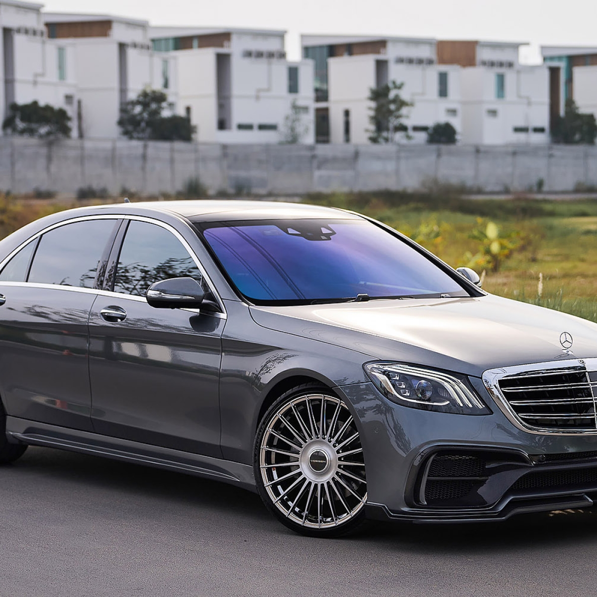 Mercedes S Vossen HF8 Brushed Black Diamond